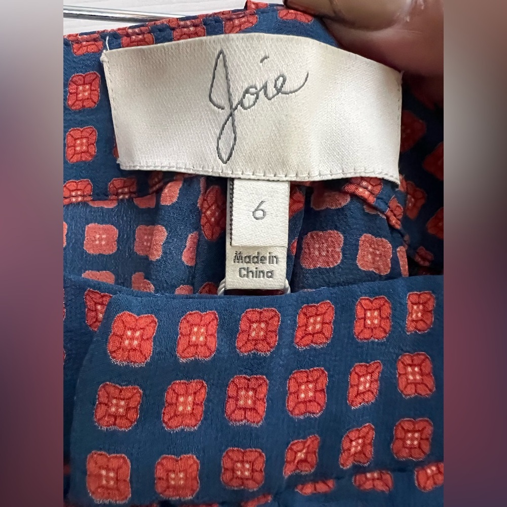 NWT Joie Olaya 100% Silk Printed Trousers Pants Mallard Blue Size 6 - Picture 5 of 12